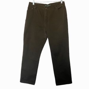 Lauren Ralph Lauren Jeans Womens size 14P Olive Green‎ Denim Straight Leg Jean
